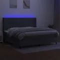 cadre de lit matelas LED Gris foncé 200x200 cm Tissu
