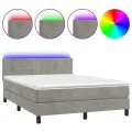 cadre de lit avec matelas LED Gris clair 140x200 cm
