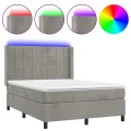 cadre de lit matelas et LED Gris clair 140x190 cm