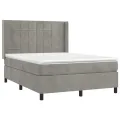 cadre de lit matelas et LED Gris clair 140x190 cm