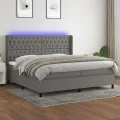 cadre de lit matelas LED Gris foncé 200x200 cm Tissu