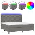 cadre de lit matelas LED Gris foncé 200x200 cm Tissu