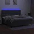 cadre de lit matelas LED Gris foncé 200x200 cm Tissu