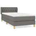 cadre de lit et matelas Gris foncé 90x190 cm Tissu