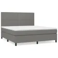 cadre de lit avec matelas Gris foncé 180x200cm Tissu