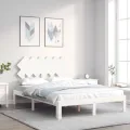 Cadre de lit avec tête de lit blanc 120x200 cm bois massif