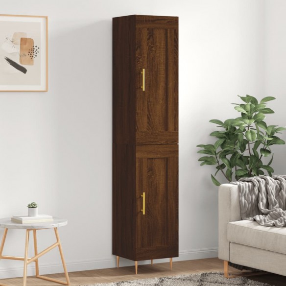 Buffet haut Chêne marron 34,5x34x180 cm Bois d'ingénierie