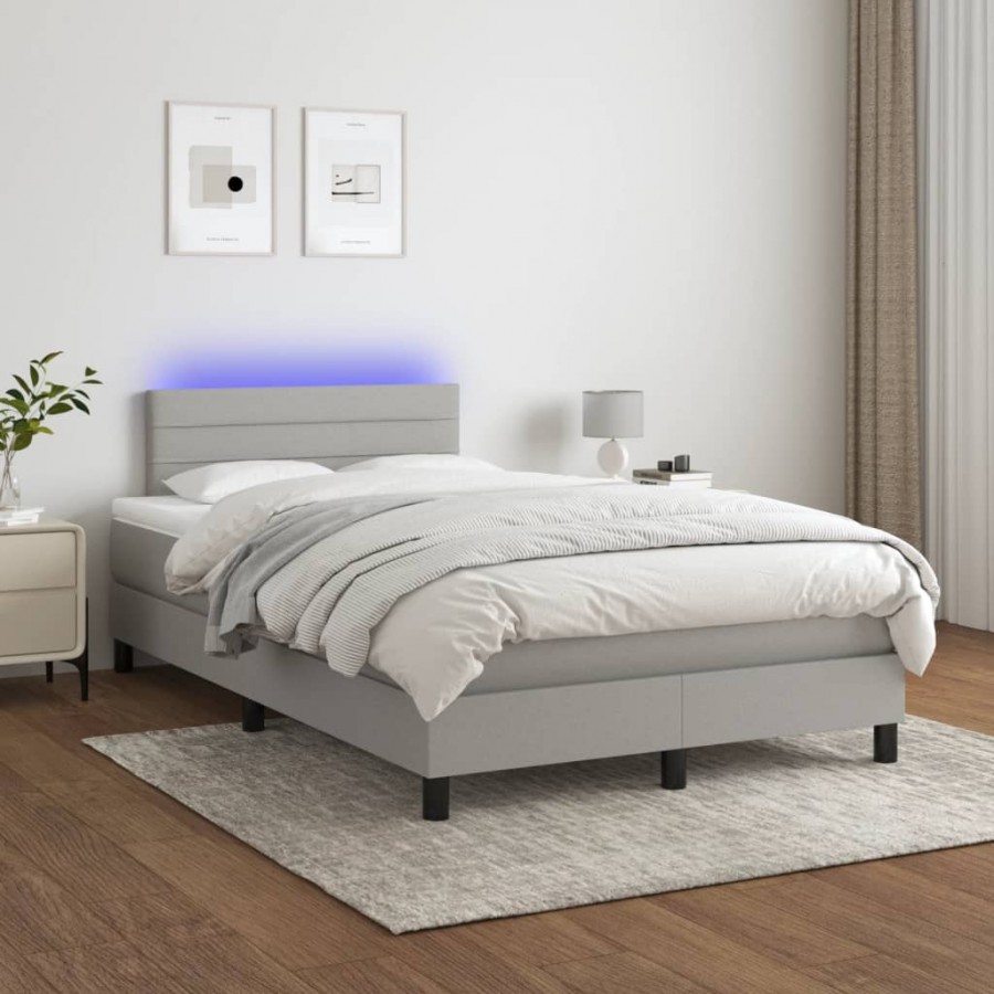 cadre de lit matelas LED Gris clair 120x200 cm Tissu