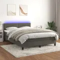 cadre de lit avec matelas LED Gris foncé 140x200 cm