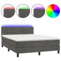 cadre de lit avec matelas LED Gris foncé 140x200 cm