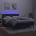 cadre de lit avec matelas LED Gris foncé 140x200 cm