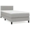 cadre de lit avec matelas Gris clair 100x200cm Tissu