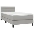 cadre de lit avec matelas Gris clair 100x200cm Tissu