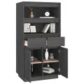 Buffet haut Gris 60x40x116,5 cm Bois massif de pin