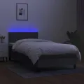 cadre de lit et matelas et LED Gris foncé 100x200 cm