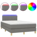 cadre de lit et matelas et LED Gris foncé 120x200 cm