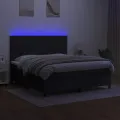 cadre de lit et matelas et LED Noir 160x200 cm Tissu
