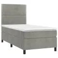 cadre de lit et matelas Gris clair 90x190 cm Velours