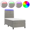 cadre de lit avec matelas et LED Gris clair 90x190cm