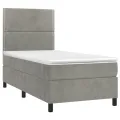 cadre de lit avec matelas et LED Gris clair 90x190cm