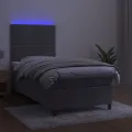 cadre de lit avec matelas et LED Gris clair 90x190cm