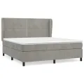 cadre de lit et matelas Gris clair 180x200cm Velours