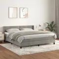 cadre de lit et matelas Gris clair 180x200cm Velours
