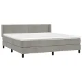 cadre de lit et matelas Gris clair 180x200cm Velours