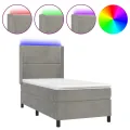 cadre de lit matelas LED Gris clair 90x200cm Velours