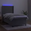 cadre de lit matelas LED Gris clair 90x200cm Velours