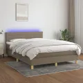cadre de lit avec matelas LED Taupe 140x200 cm Tissu
