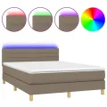 cadre de lit avec matelas LED Taupe 140x200 cm Tissu