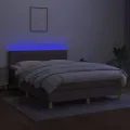 cadre de lit avec matelas LED Taupe 140x200 cm Tissu