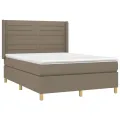 cadre de lit matelas et LED Taupe 140x200 cm Tissu