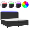 cadre de lit matelas LED Noir 200x200cm Similicuir