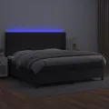 cadre de lit matelas LED Noir 200x200cm Similicuir
