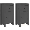 Buffets 2 pcs Gris 40x35x80 cm Bois massif de pin