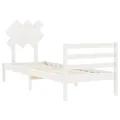 Cadre de lit avec tête de lit blanc simple bois massif