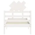 Cadre de lit avec tête de lit blanc simple bois massif
