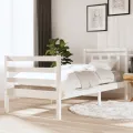 Cadre de lit Blanc Bois massif 90x190 cm Simple