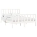 Cadre de lit Blanc Bois de pin massif 140x200 cm