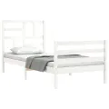 Cadre de lit avec tête de lit blanc simple bois massif