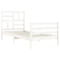 Cadre de lit avec tête de lit blanc simple bois massif