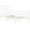 Cadre de lit avec tête de lit blanc simple bois massif