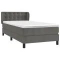 cadre de lit et matelas Gris foncé 80x200 cm Velours