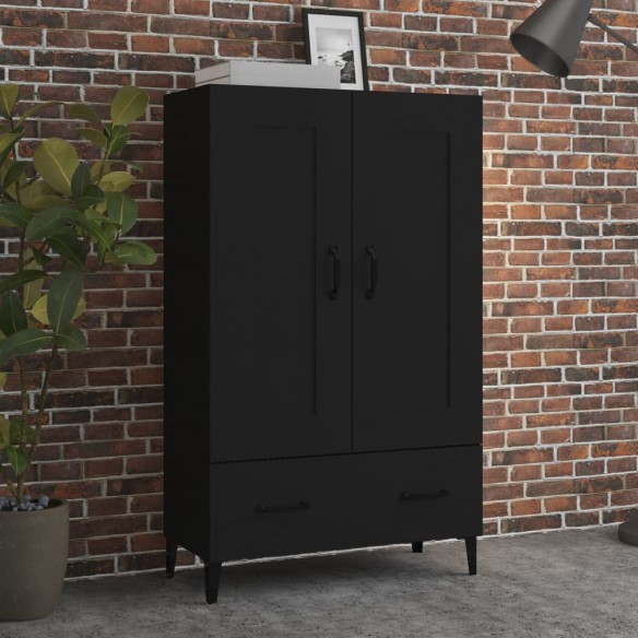 Buffet haut noir 70x31x115 cm bois d'ingénierie