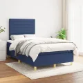 cadre de lit avec matelas Bleu 120x200 cm Tissu