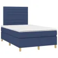 cadre de lit avec matelas Bleu 120x200 cm Tissu