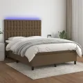 cadre de lit matelas et LED Marron foncé 140x200 cm