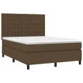 cadre de lit matelas et LED Marron foncé 140x200 cm